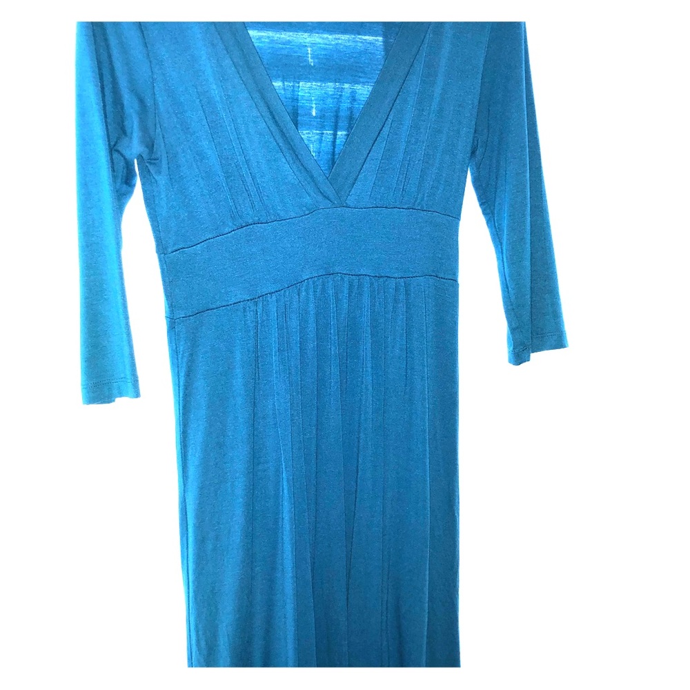 Bright blue Cotton Dress - V Neck Front